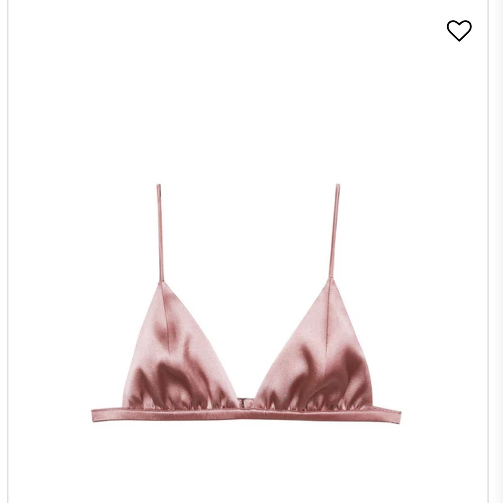 Fleur du Mal Pink Tan Silk Bra Intimates triangle New NWT medium Net-a-Porter